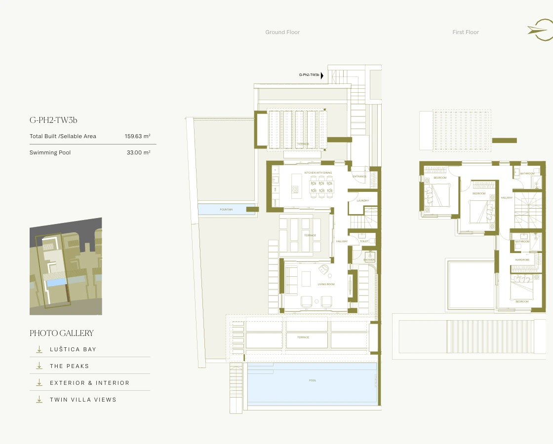 TW3B ground and first floor plans